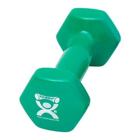 Fabrication Enterprises CanDo Vinyl-Coated Cast Iron Dumbbell, Green, 3 lb. 10-0552-1